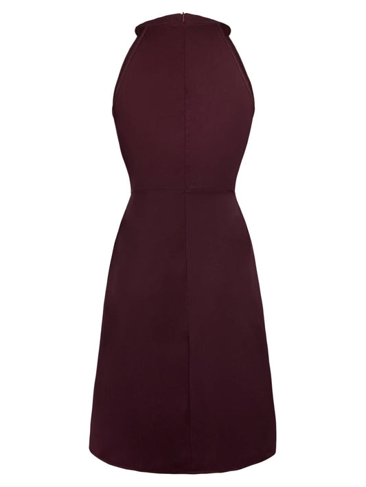 Solid color sleeveless waistline mid-length dress