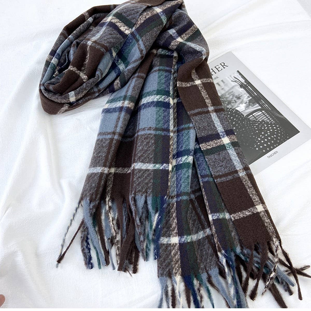 Plaid Thick Scarf ??Winter Warm Shawl with Tassels_CWASC1462