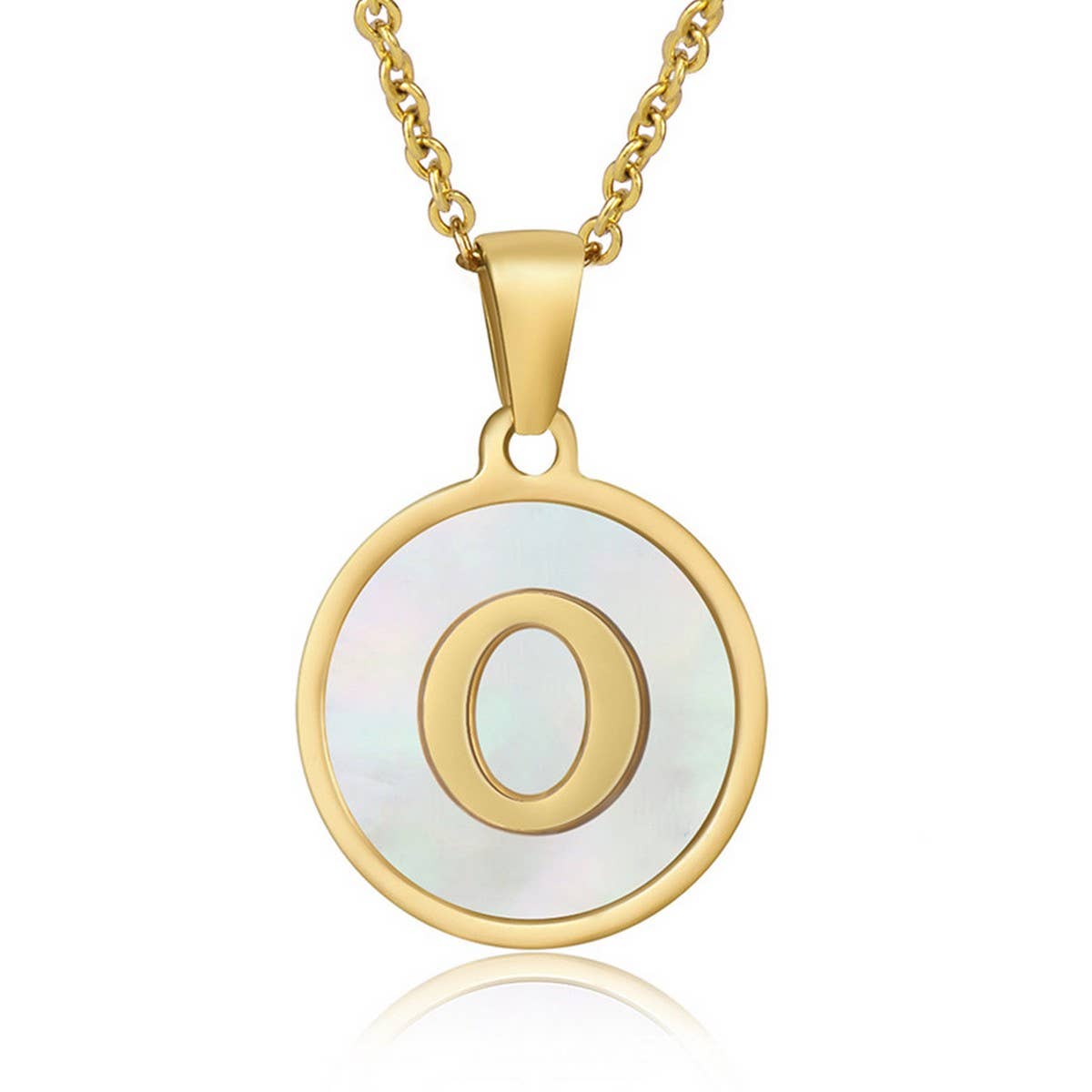 CIRCULAR SHELL ENGLISH LETTER PENDANT NECKLACE