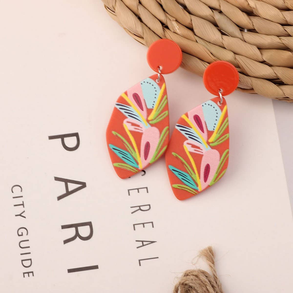 SWEET GIRL COLORFUL FLOWER ACRYLIC EARRINGS