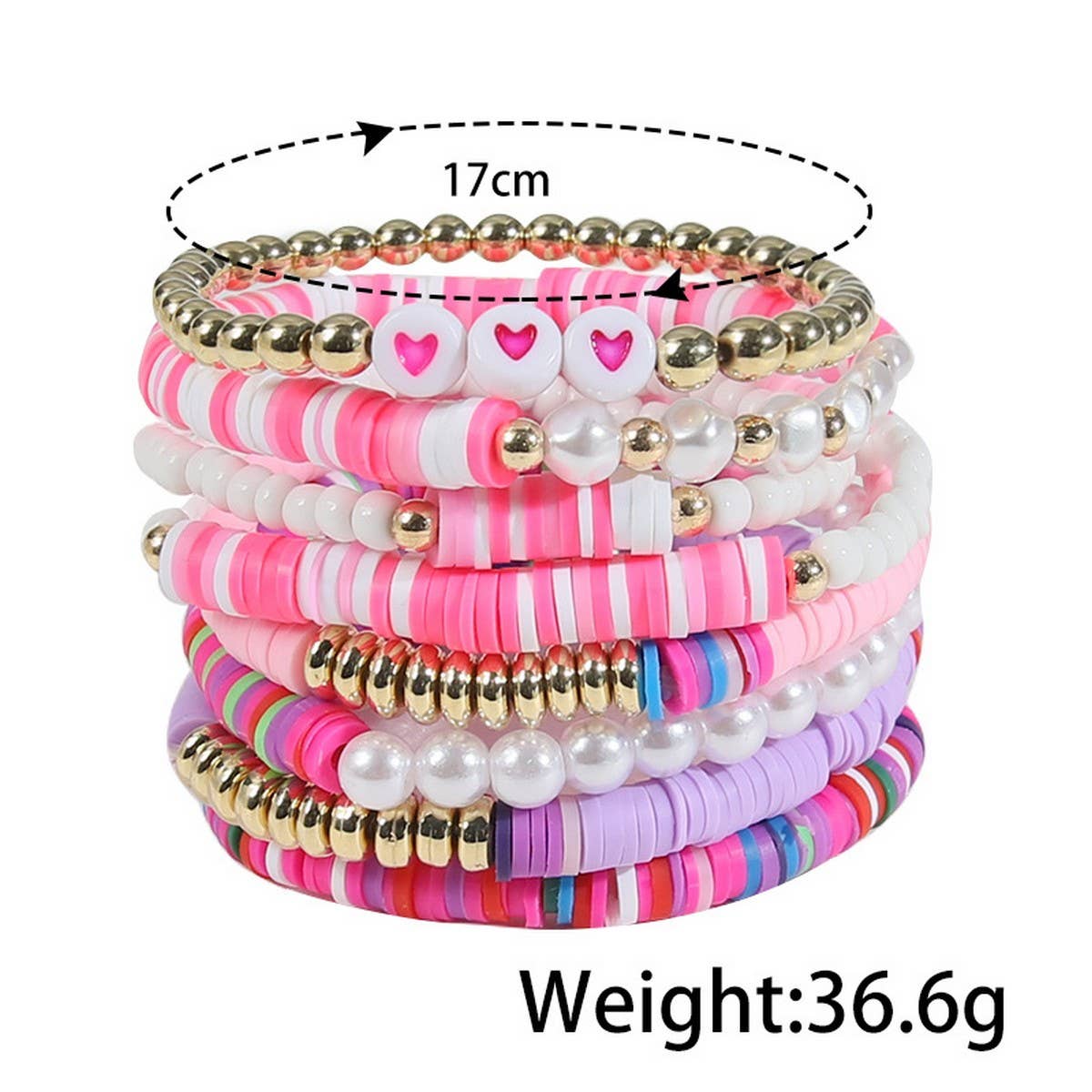 RAINBOW IMITATION PEARL 8-PIECE BRACELET SET_CWMM3511