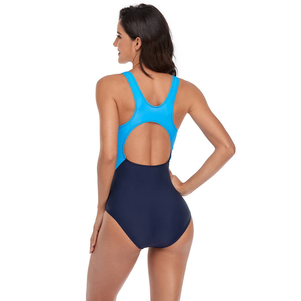 COLORBLOCK SPORT OPEN BACK ONE-PIECE SWIMSUIT