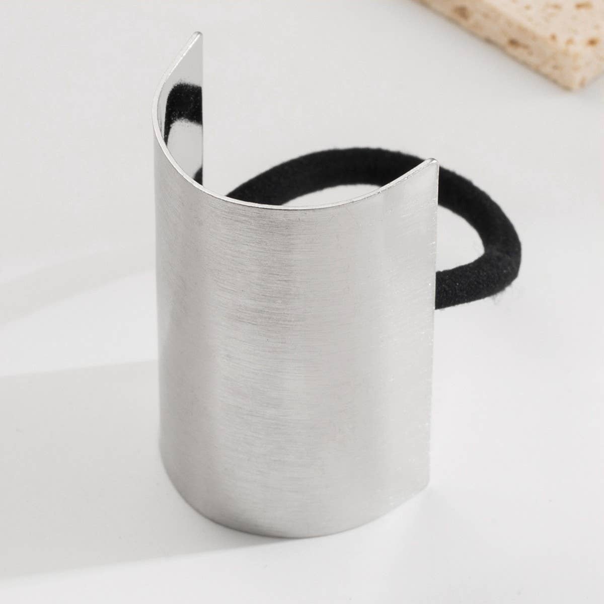 Minimalist Korean Metal Hair Tie, Textured Shine