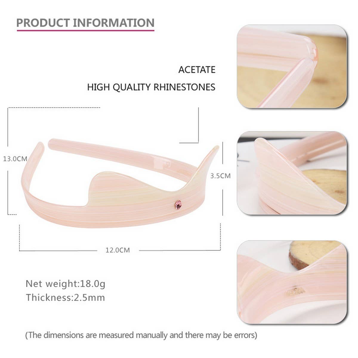 CUTE SIMPLE ACETATE BOW HEADBAND HAIRPIN