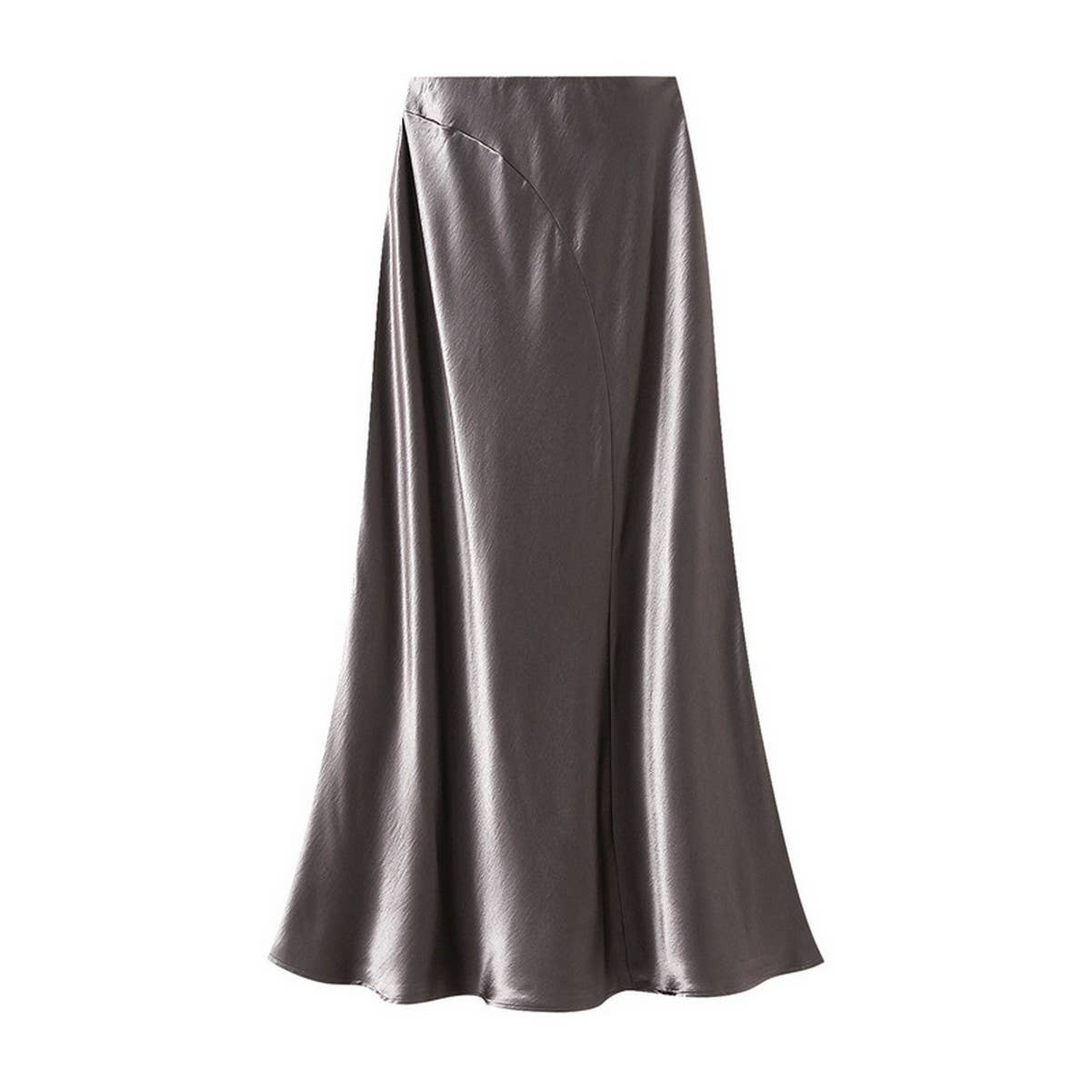 Asymmetrical Satin Fishtail Slimming Midi Skirt_CWBMS0353