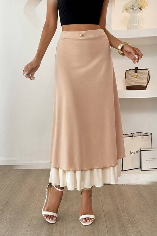 CWBMS0462_BUTTON DETAIL TIERED CASUAL VACATION SKIRT