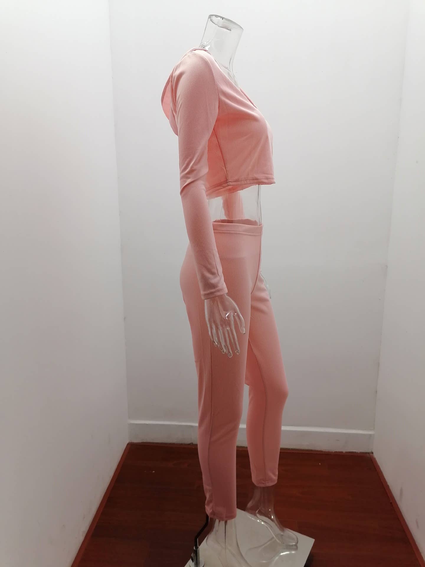 LONG SLEEVE SOLID COLOR HOODED CASUAL SPORTS SUIT