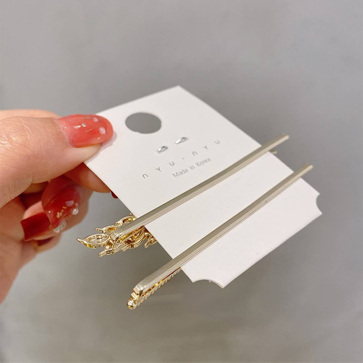 GILDED WHEAT EAR WITH RHINESTONE AND PEARL HAIRPIN