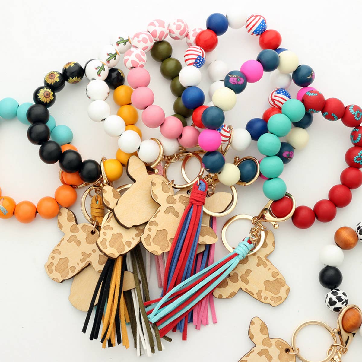 WESTERN NEW TASSEL BRACELET BULL HEAD KEYCHAIN