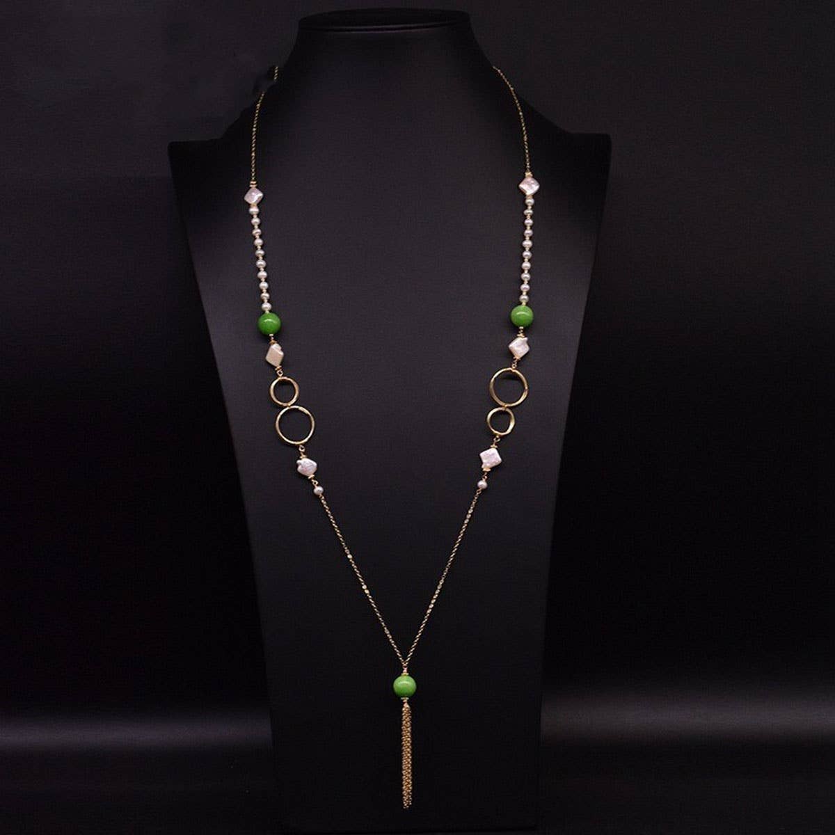 LONG BRAIDED FRESHWATER PEARL SWEATER NECKLACE