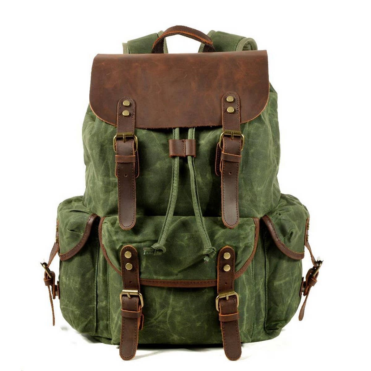 Vintage Waxed Canvas Drawstring Backpack_CWAB5519