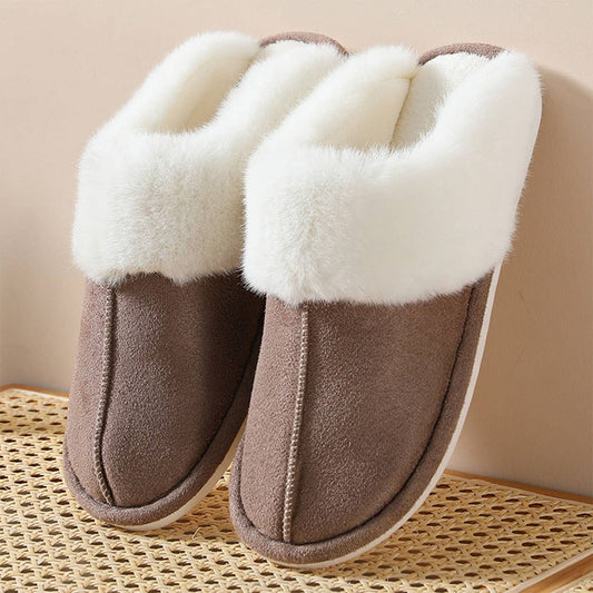 FAUX SUEDE FUZZY SLIPPERS WOMEN,MEN