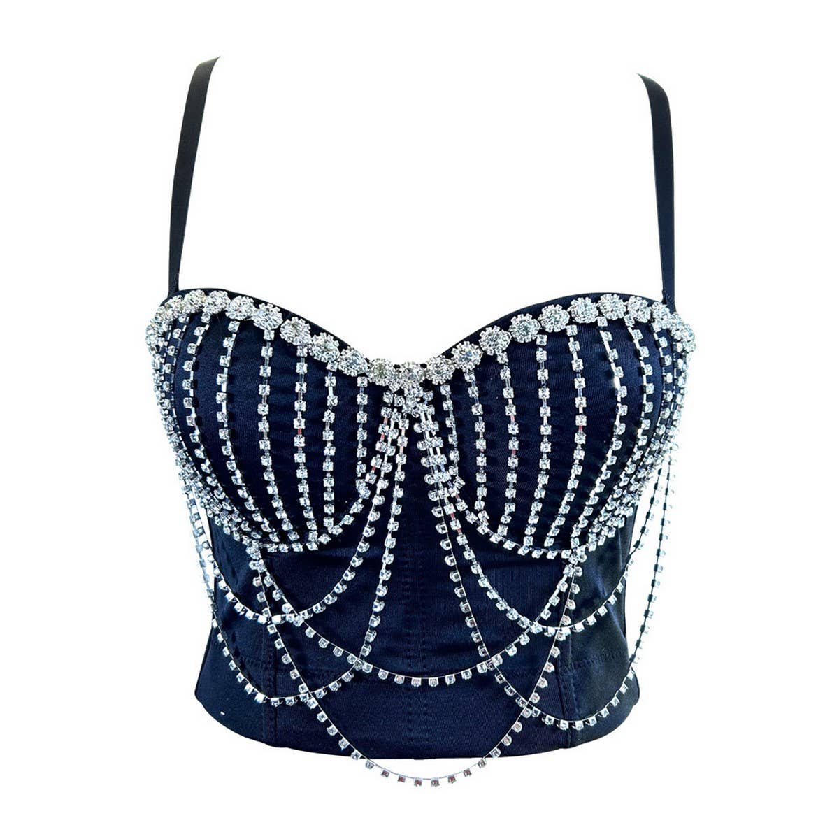 SEXY DESIGN CHEST CHAIN TASSEL HERRINGBONE BRA