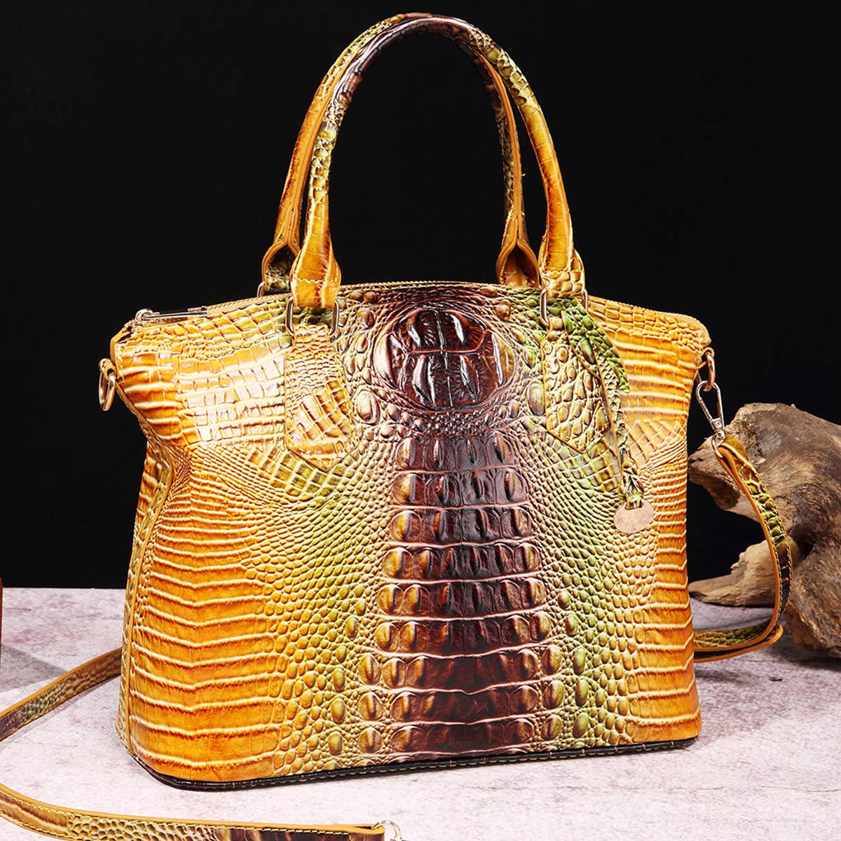CLASSY CROCODILE PATTERN TOP HANDLE BAG_CWAB0572