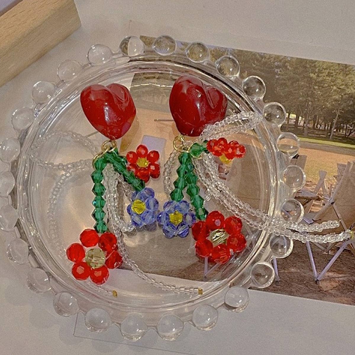 LOVE HEART FLOWER BOWKNOT CUTE FASHION EARRINGS