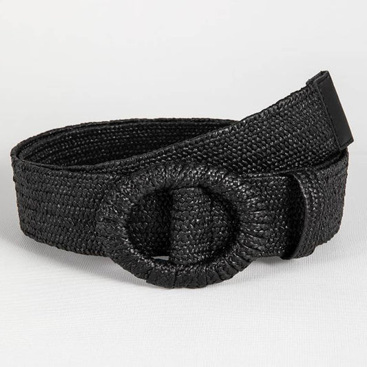 POPULAR ELASTIC ROUND BUCKLE STRAW BELT_CWABE0441