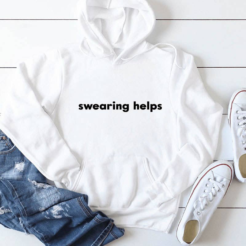 Swearing helps printed thickened warm hoodie
