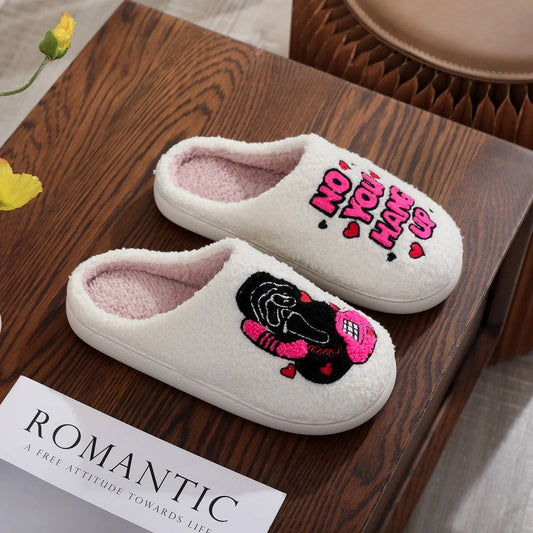 Halloween Skull Embroidered Plush Slippers_CWSHF00221