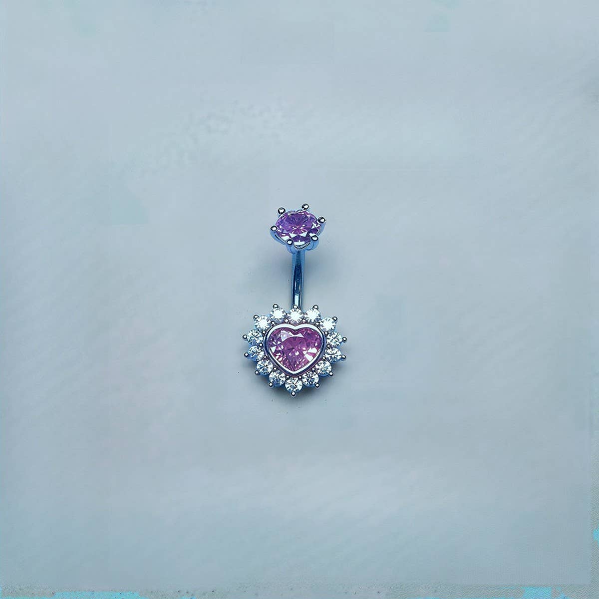 Sexy Hypoallergenic Heart Flower Zircon Belly Ring