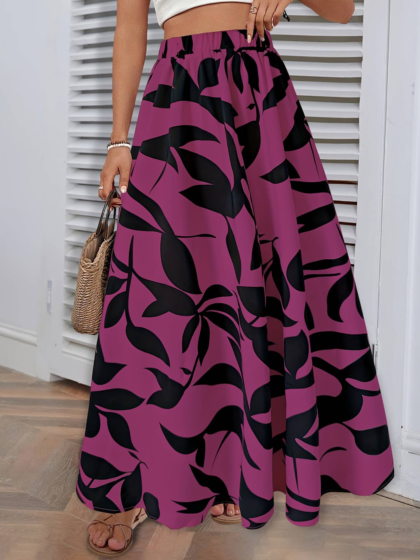 High quality commuter sag long pleated skirt