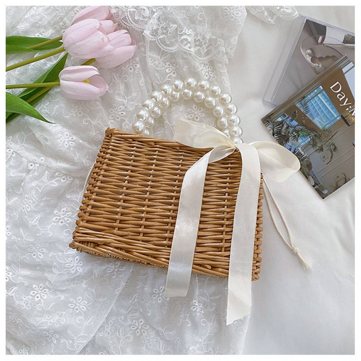 SIMPLE AND FASHIONABLE STRAW SMALL SQUARE BAG_CWAB2311