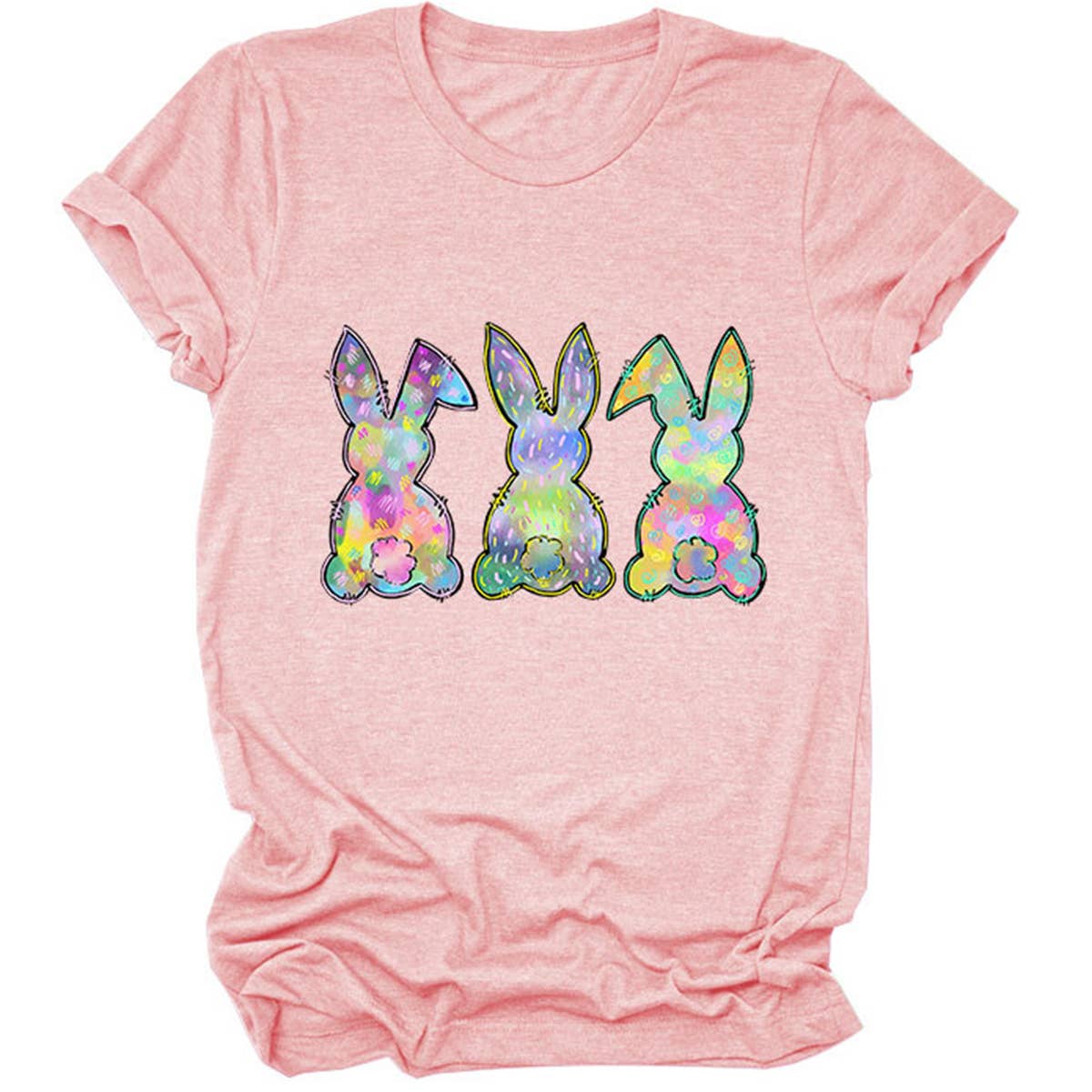 EASTER THREE BUNNIES PRINTED CREWNECK T SHIRT_CWTTS0858