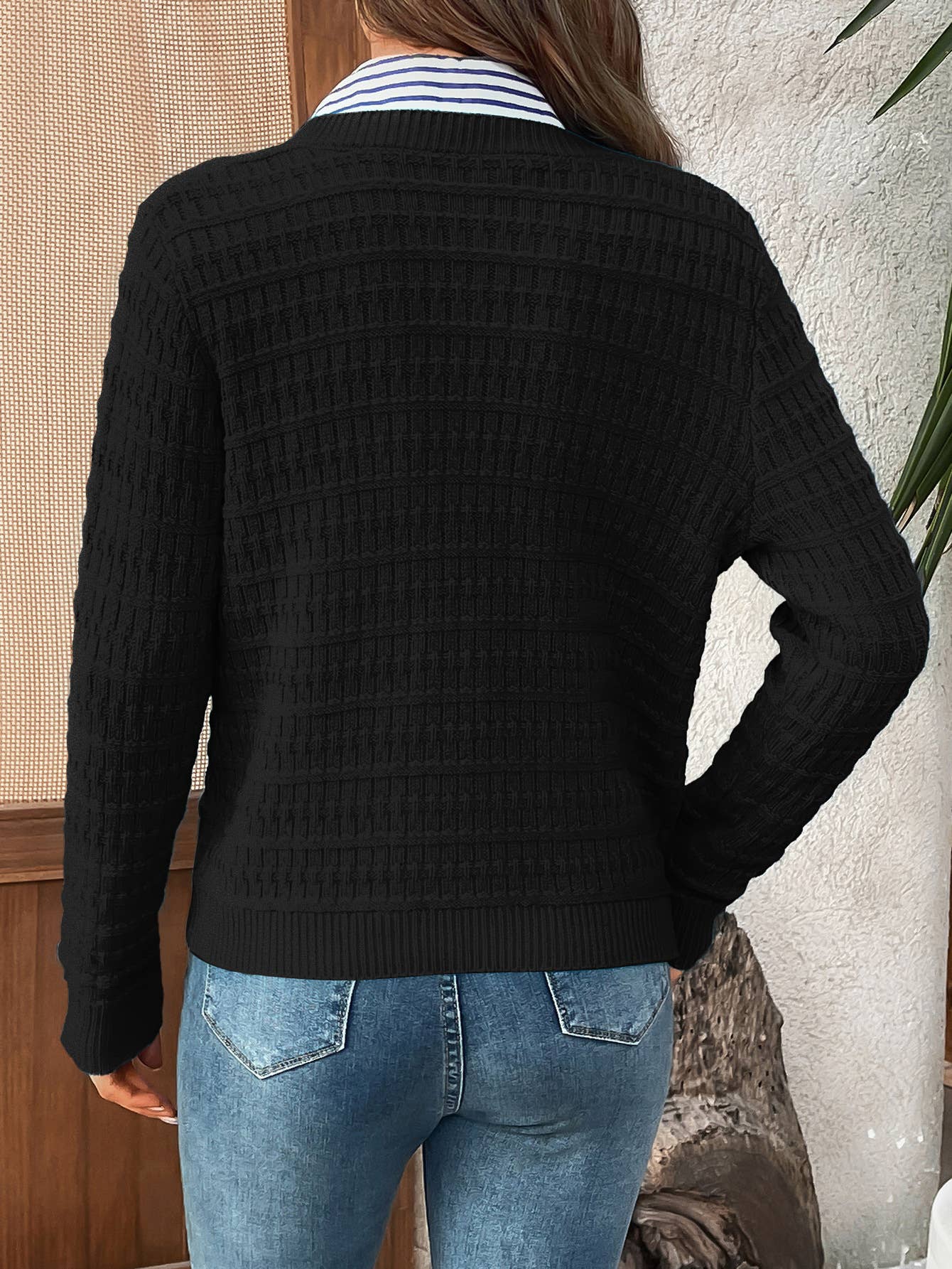 Solid-color commuter knitted casual Cardigan