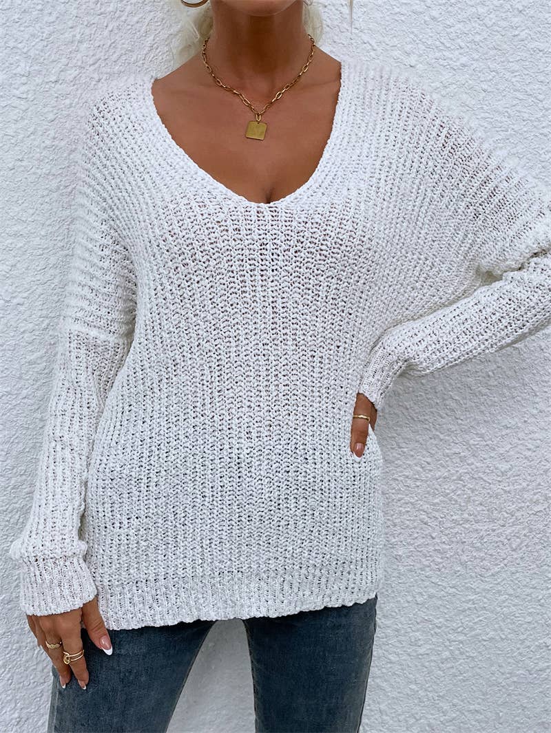 Knitted striped knot dyed hollowed-out jumper