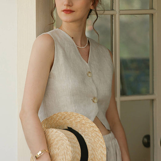 LINEN VEST TOP CARDIGAN