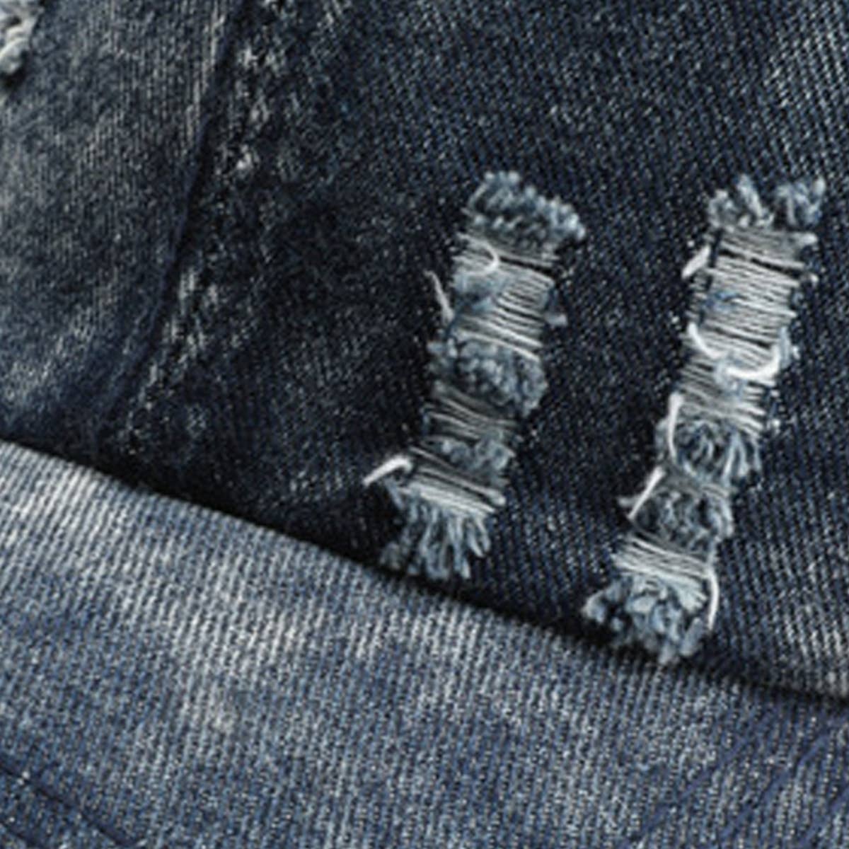 Vintage Washed Distressed Denim Baseball Cap_CWAH0896