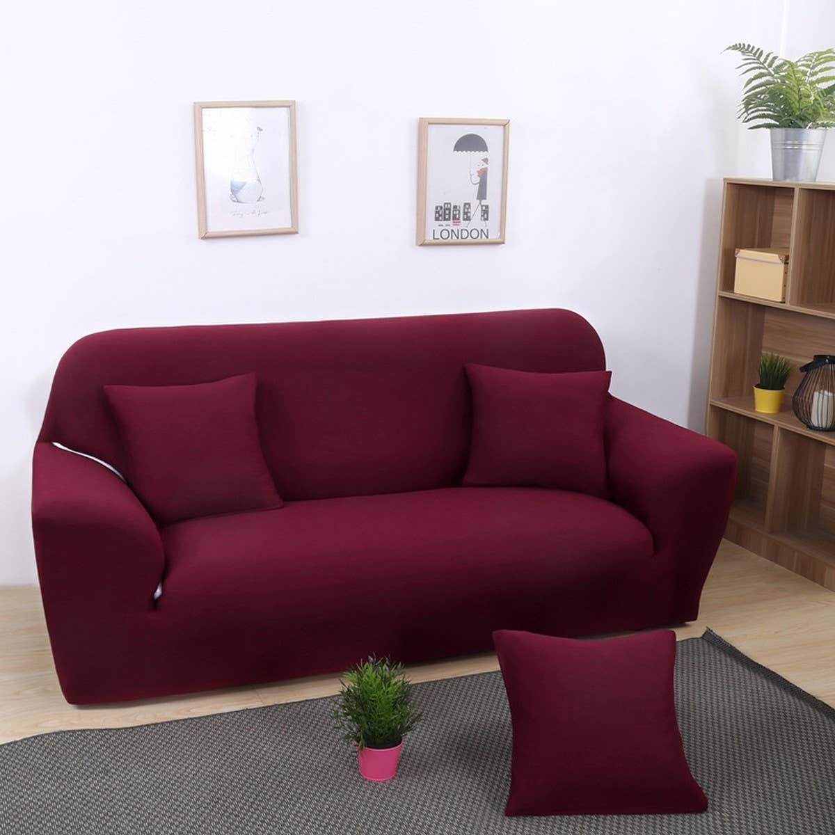 Modern Knit Sofa Cover, Stretch Fit, Solid Color