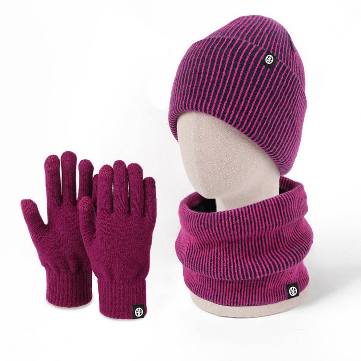 OUTDOOR KNITTED SCARF AND GLOVES THREE-PIECE SET_CWMM2796