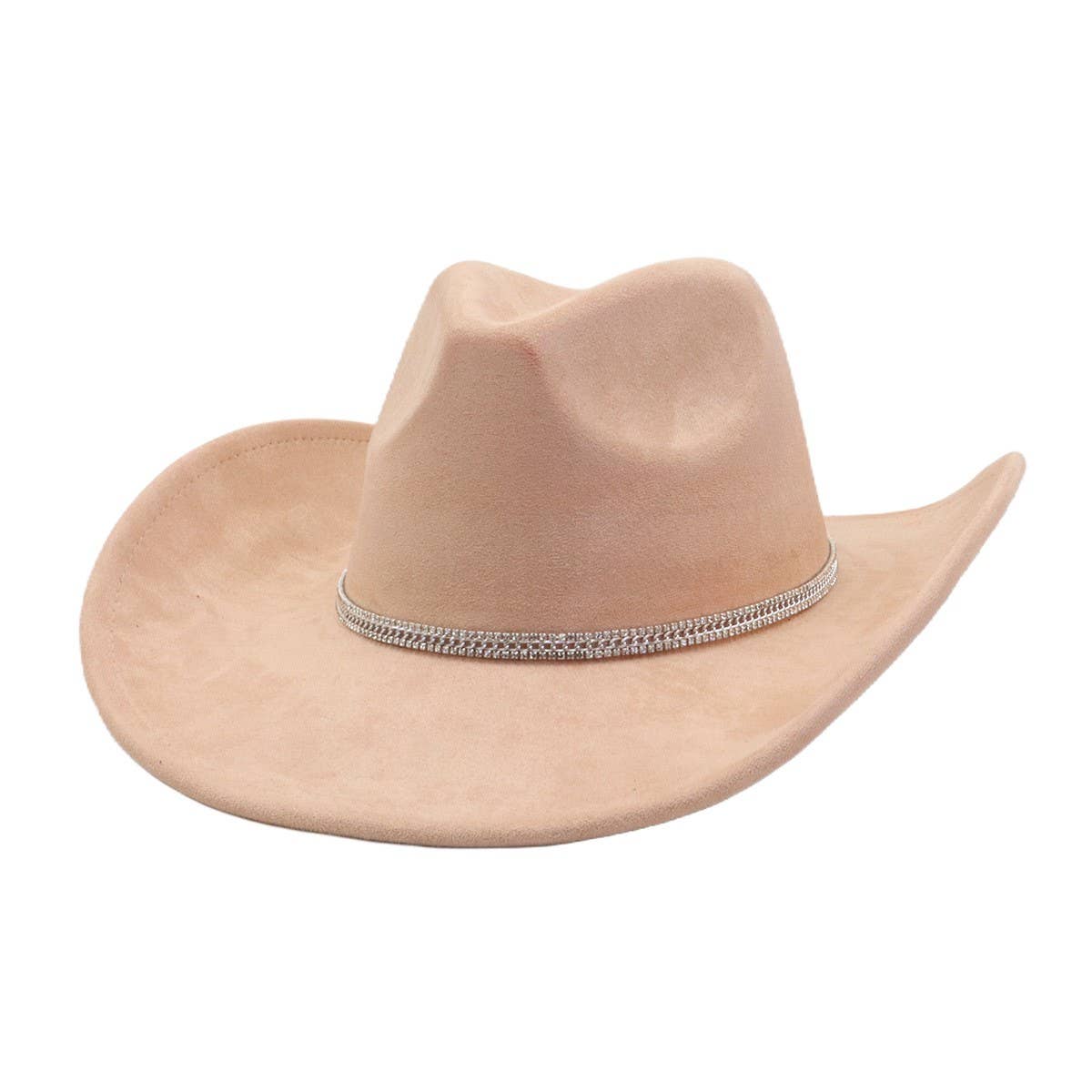 Suede Denim Cowboy Fedora Hat Western Ethnic Style_CWAH04394