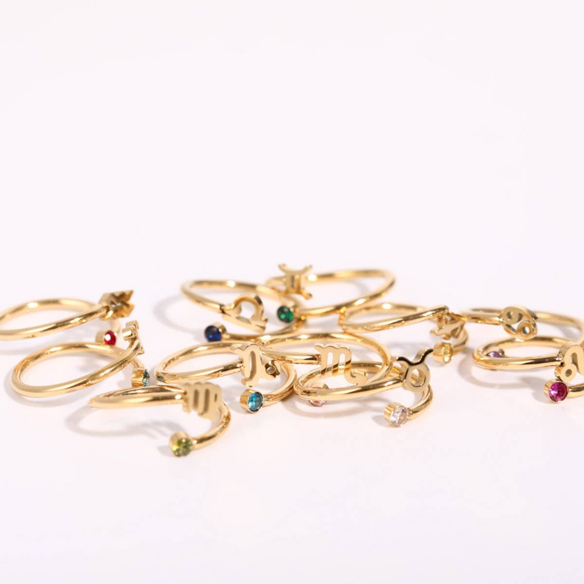 colored zircon rings fort and twelve zodiac signs