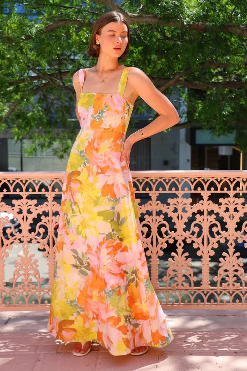 CWDMD5187_BOHO FLORAL PRINT HALTER MAXI DRESS