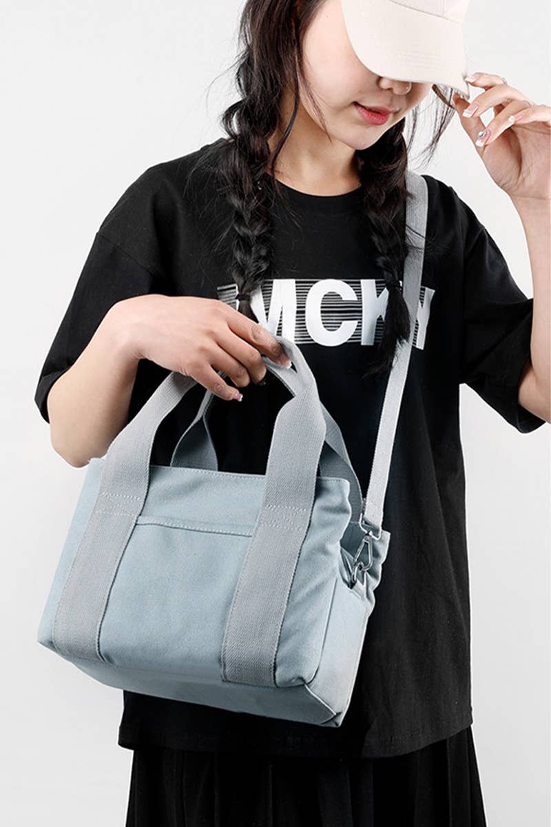 SIMPLE SQUARE HANDLE CANVAS CROSS BODY BAG_CUAB0105