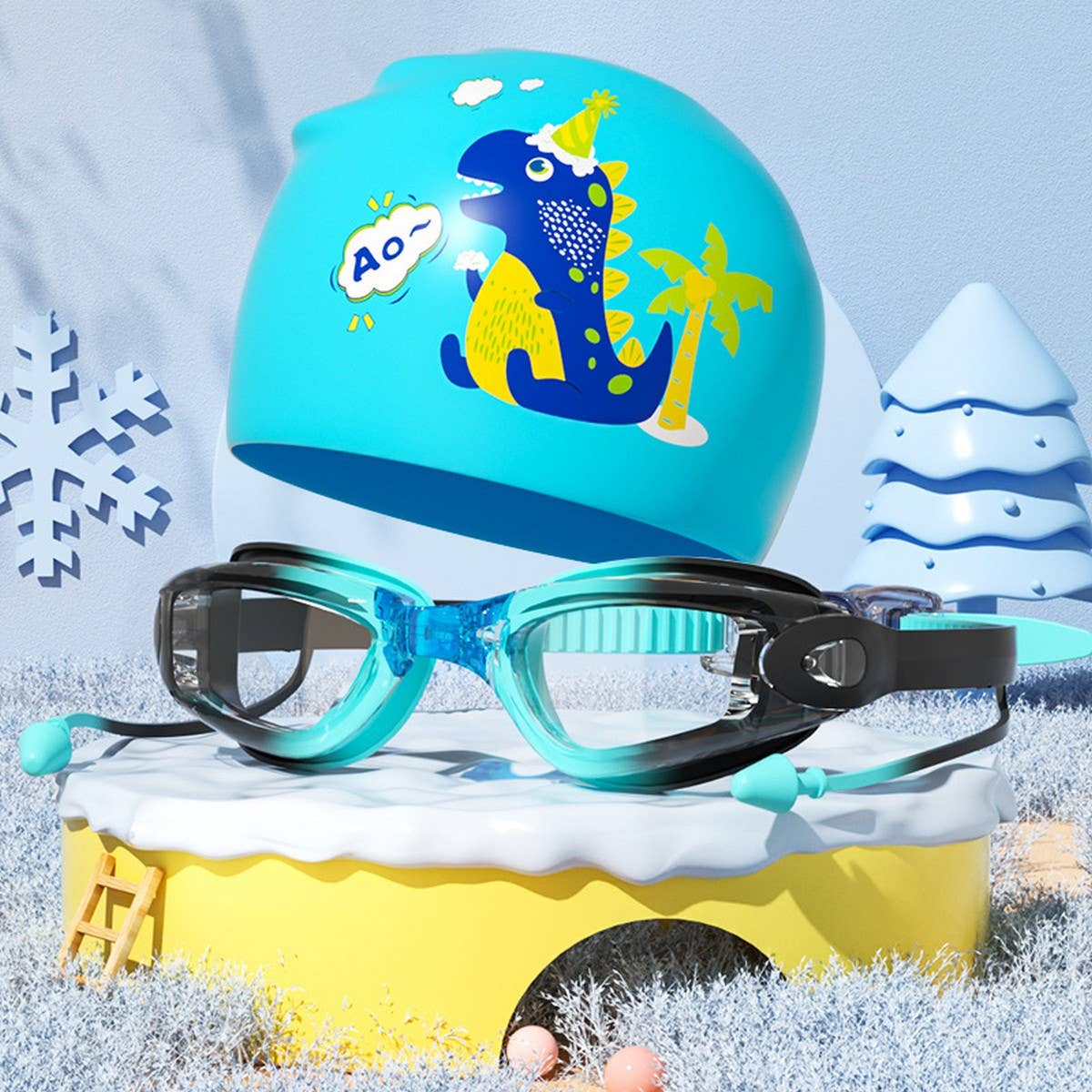 Kids HD Anti-Fog Swim Goggles & Cap ? Cute Style