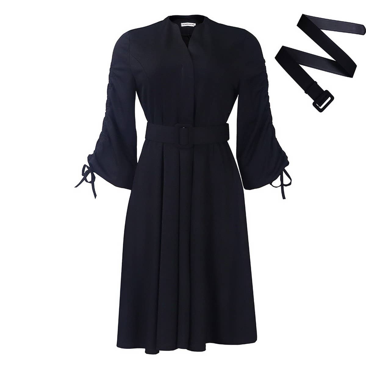 FASHIONABLE AND ELEGANT PLUS SIZE PLEATED DRESS_CWDSD6066