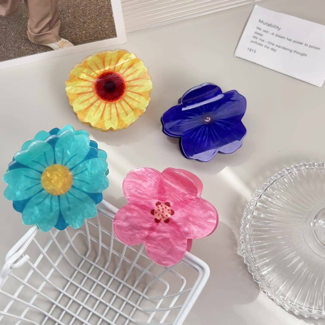 Spring flower grab, sunflower, acrylic hair grab