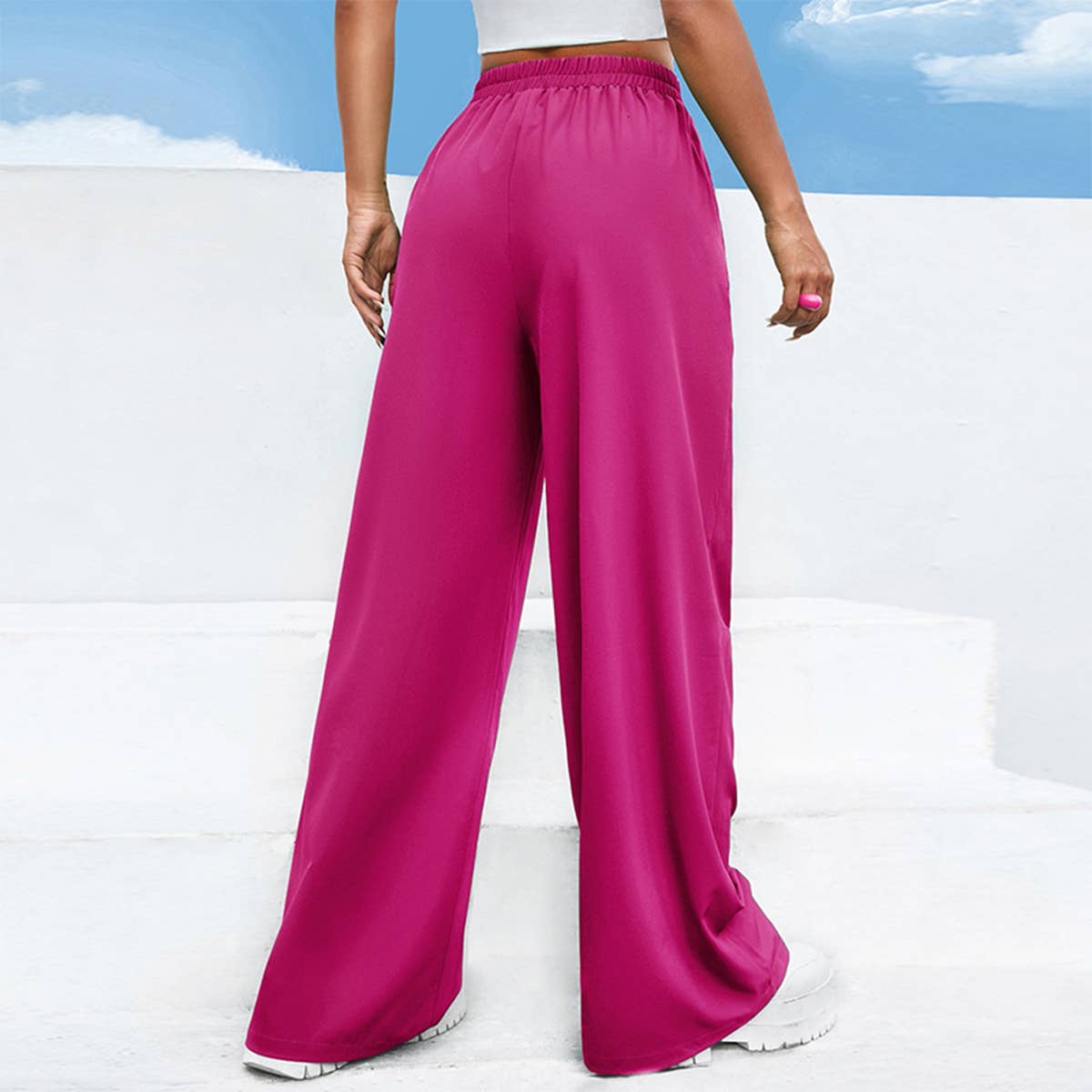 Solid color loose straight leg dance pants