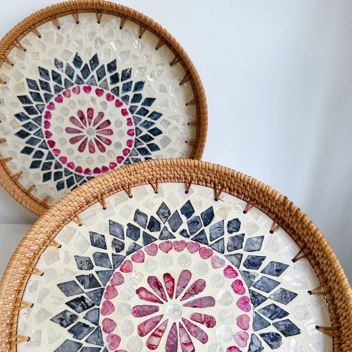 RATTAN SHELL BASKET STORAGE BASKET TRAY_CWMM4543