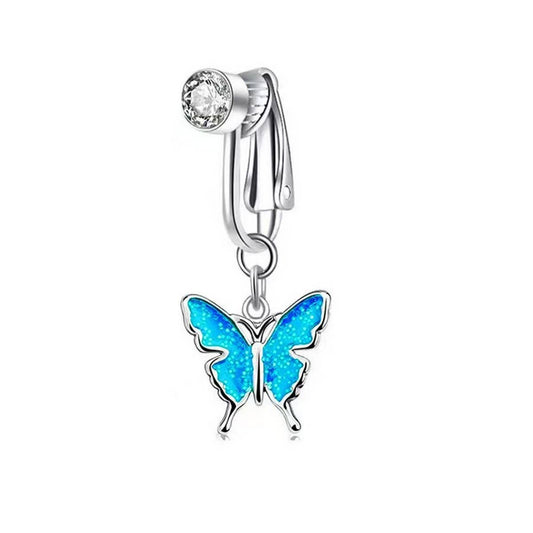Non-Pierced Butterfly Oil Drop Belly Button Clip_CWMM9469