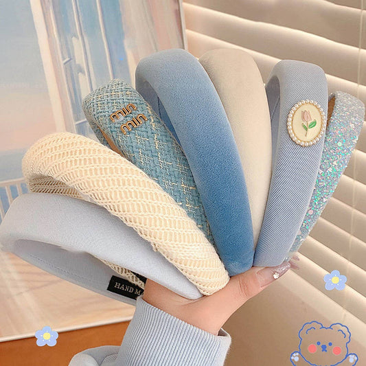 FASHION WIDE BRIM BLUE HEADBAND HAIRPIN HEADDRESS_CWAHA4026