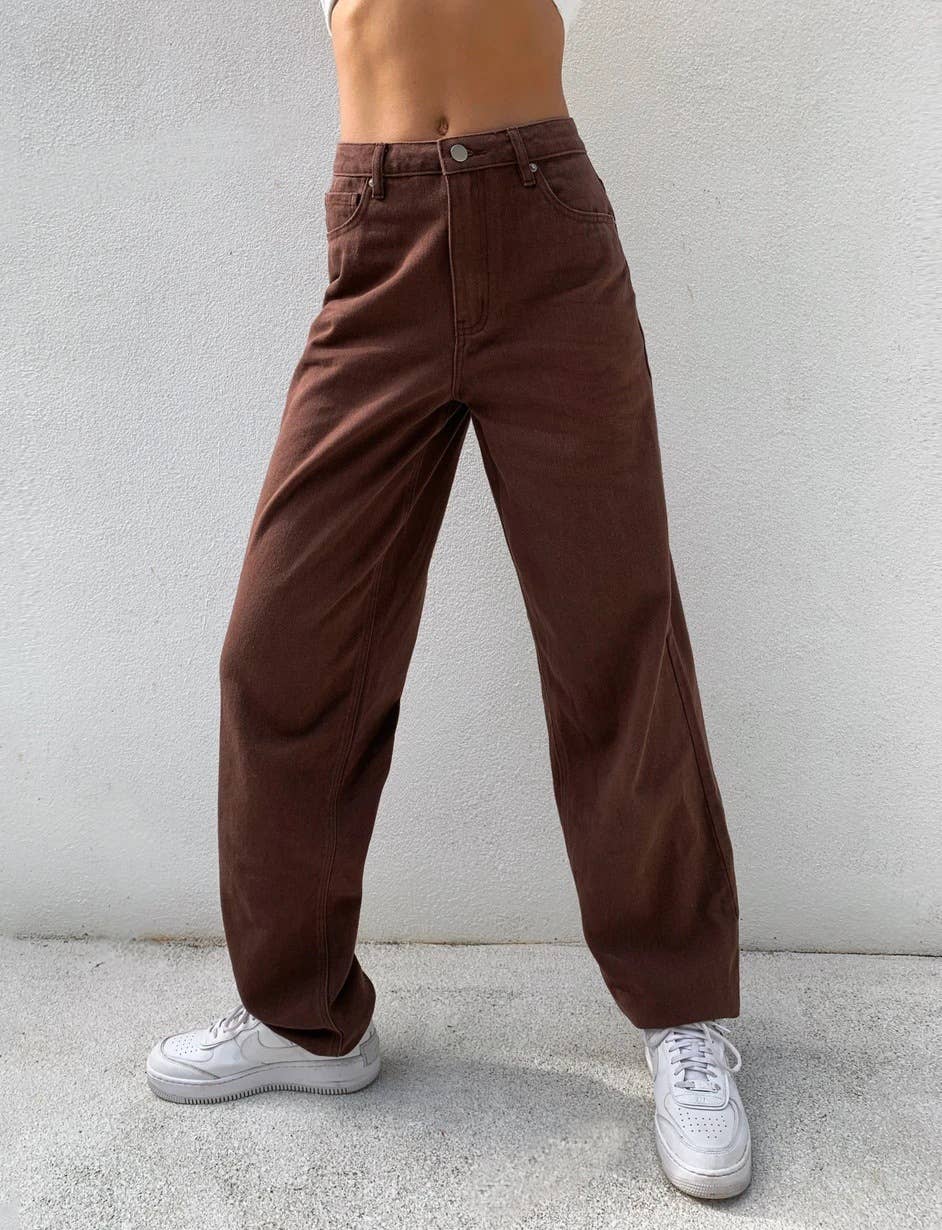 HIGH-WAISTED BUTTERFLY PRINT BAGGY WIDE-LEG JEANS