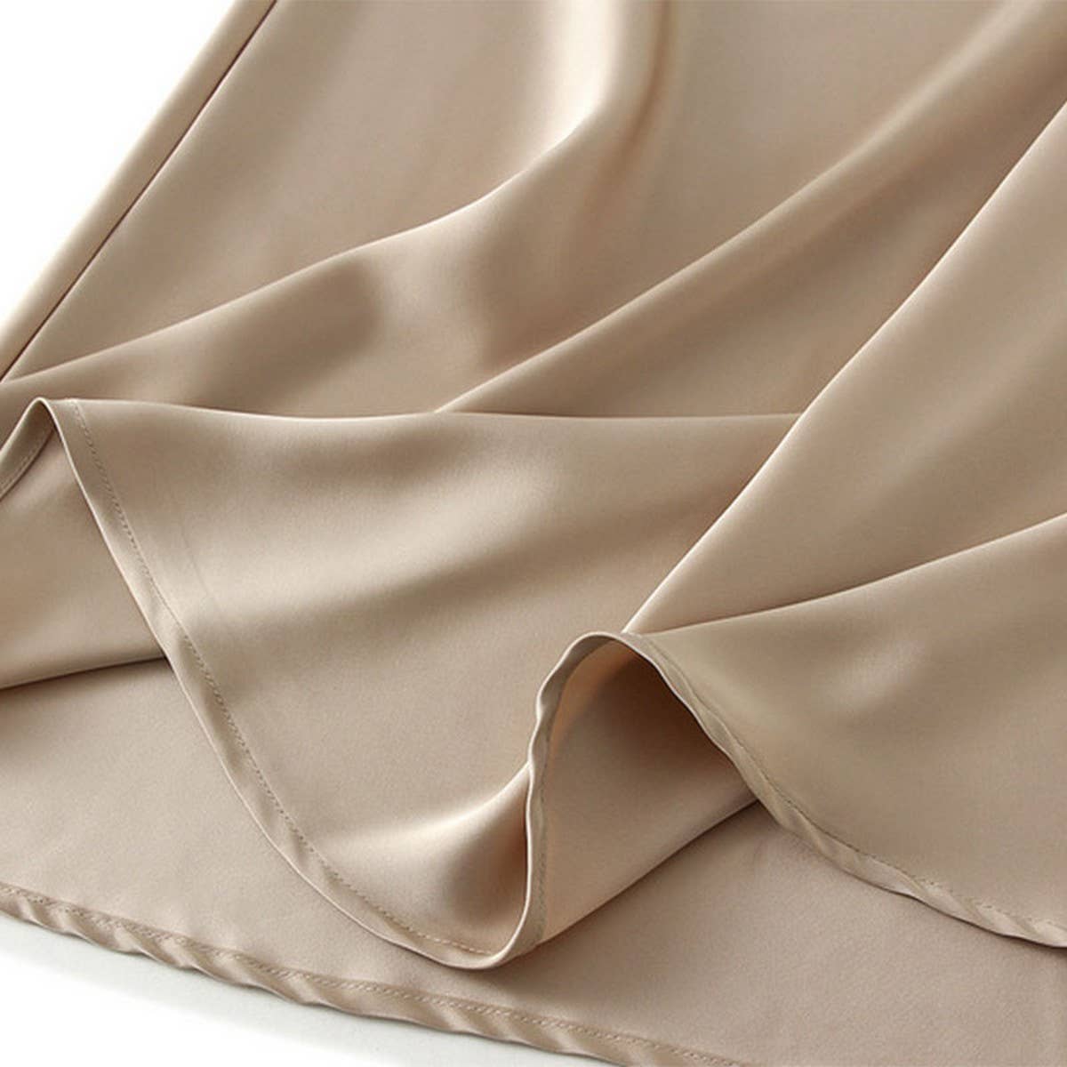 Silky High-Waist Fishtail Bodycon Midi Skirt