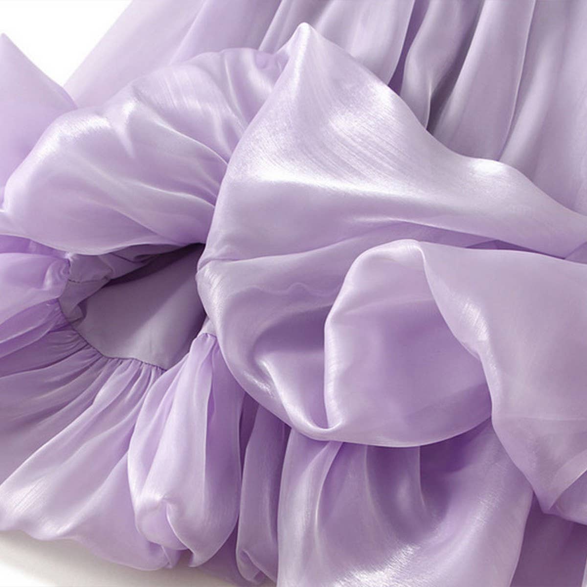 SHINY SILK PEARLESCENT FLOWER PETAL SKIRT