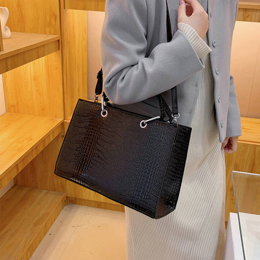 FASHION RETRO TEXTURE CROCODILE PATTERN HANDBAG_CWAB3330
