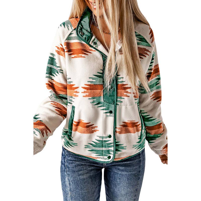 ETHNIC PRINT STYLISH CONTRASTING COLOR JACKET