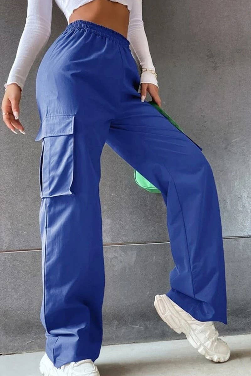 Elastic high-waisted straight-leg overalls