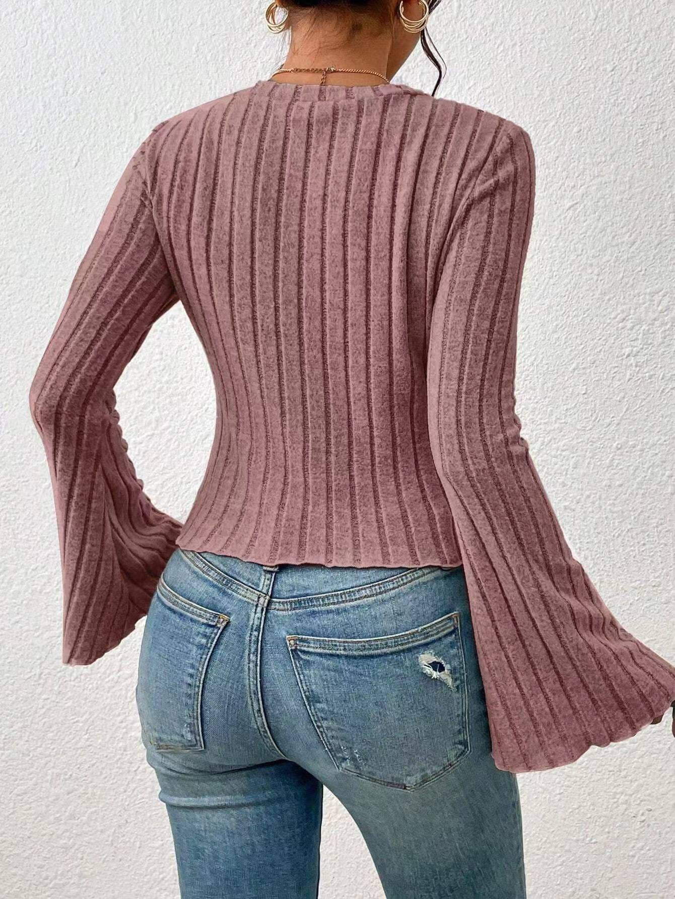 SHORT FLARED SLEEVE CREW NECK SLIM-FIT T-SHIRT